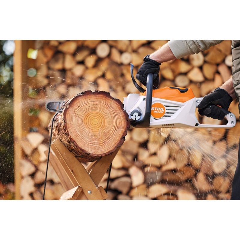 Акумулаторен верижен трион STIHL MSA 80 SET, 36 V, 35 см, 2.9 кг. + Пилодържател 2 в 1, 1/4" Р, диам